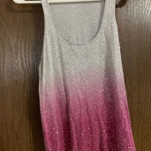 Express sequin tank size medium gray/burgundy